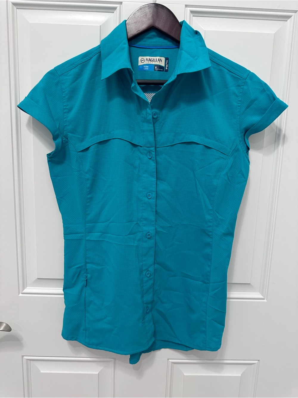 Magellan Outdoors Teal Short-Sleeve Button Front Women's Shirt